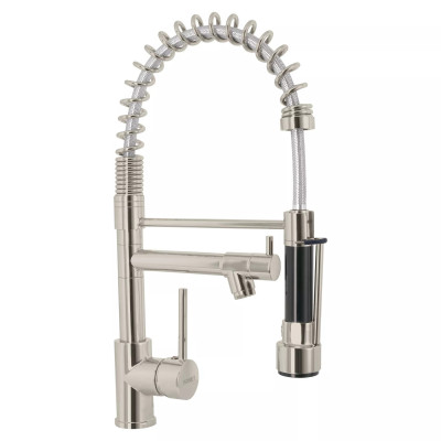 Monomando con doble salida para fregadero, Satín, ELEMENT