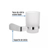 ‣ Portavaso cepillero cromo con vaso vidrio | Foset