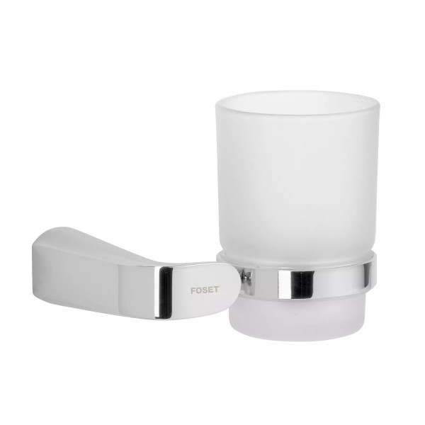 ‣ Portavaso cepillero cromo con vaso vidrio | Foset