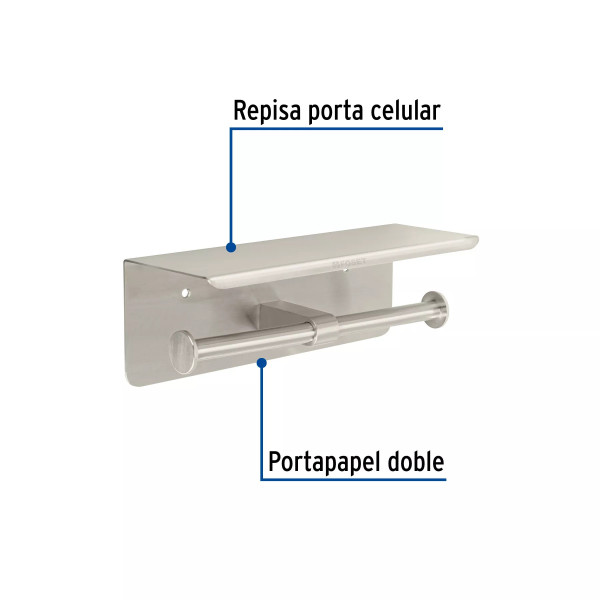 ‣ Portarrollo doble satín con soporte celular RIVIERA | Foset