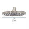 Regadera satín 8" plato redondo, sin brazo, FOSET ELEMENT