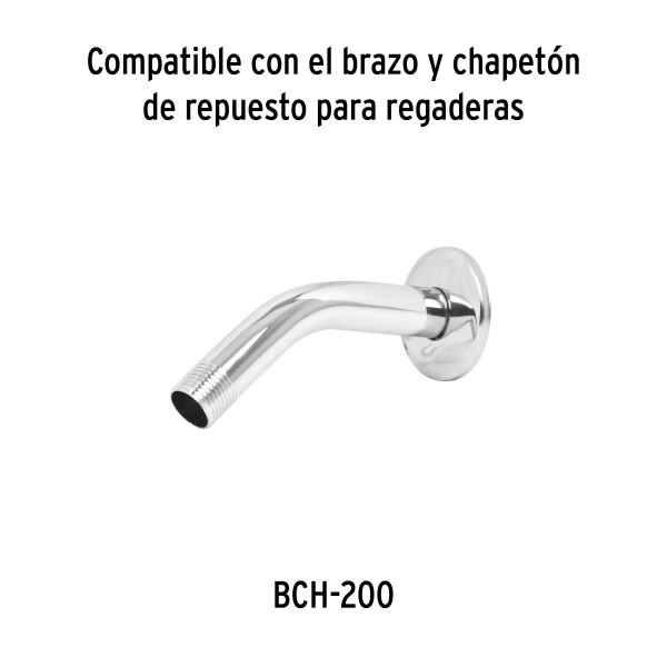 Regadera cromo 4" plato redondo, sin brazo, FOSET ELEMENT
