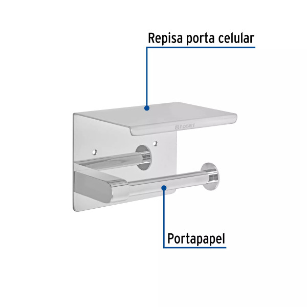 ‣ Portarrollo cromo con soporte celular, FOSET RIVIERA | Foset