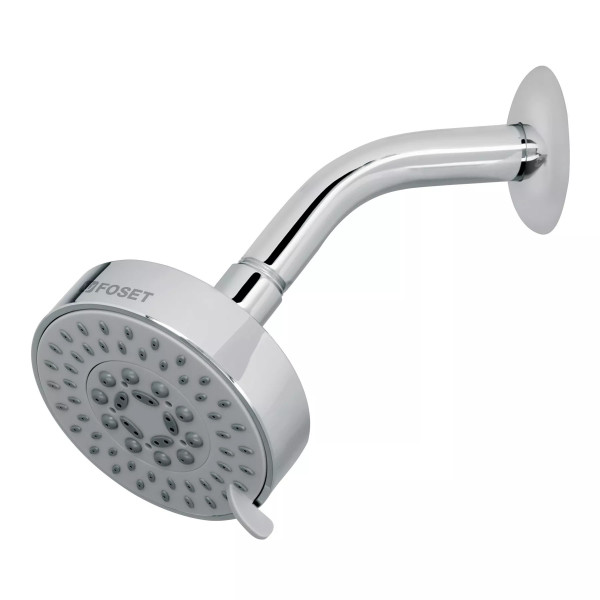 Regadera cromo 4"con 5 funciones, con brazo, FOSET ELEMENT