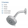 Regadera cromo 4"con 5 funciones, con brazo, FOSET ELEMENT