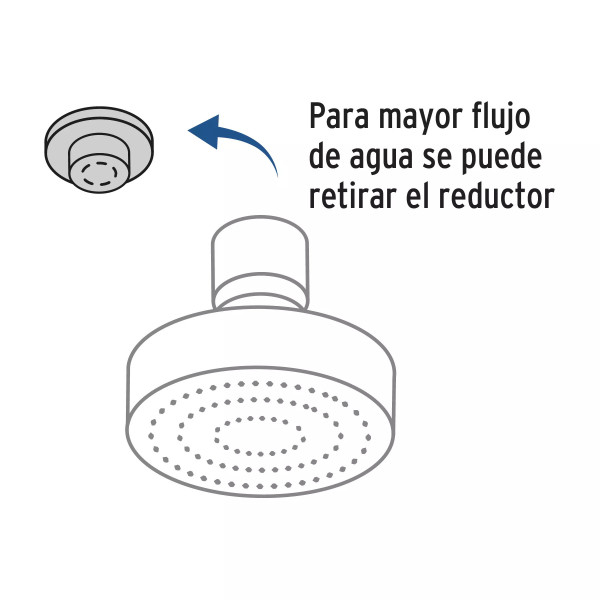 Regadera satín 4"con 5 funciones, sin brazo, FOSET ELEMENT