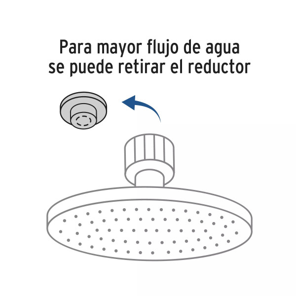 Regadera cromo 6" plato redondo, sin brazo, FOSET ELEMENT