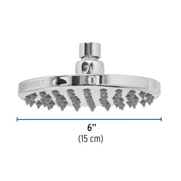 Regadera cromo 6" plato redondo, sin brazo, FOSET ELEMENT