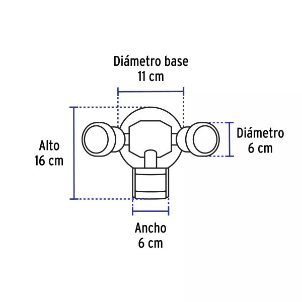 ‣ Arbotante negro c/sensor mov., lámparas no incl. | Volteck
