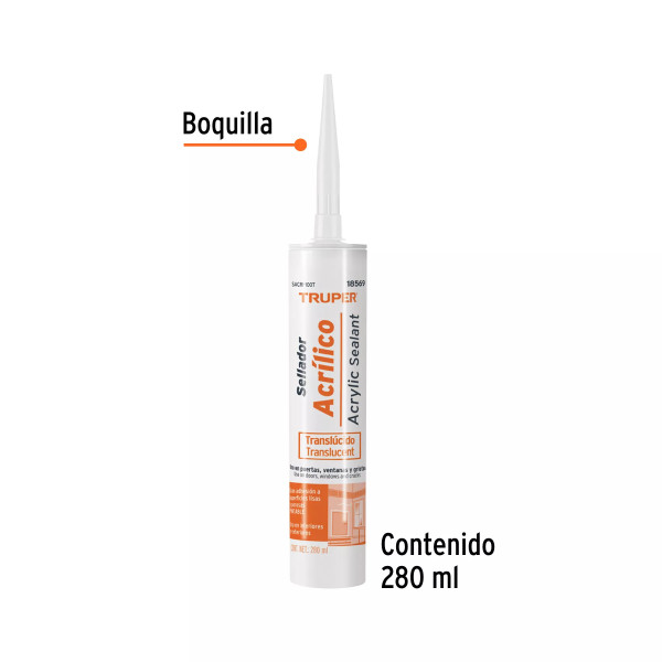 ‣ Sellador acrílico 280 ml transparente | Truper