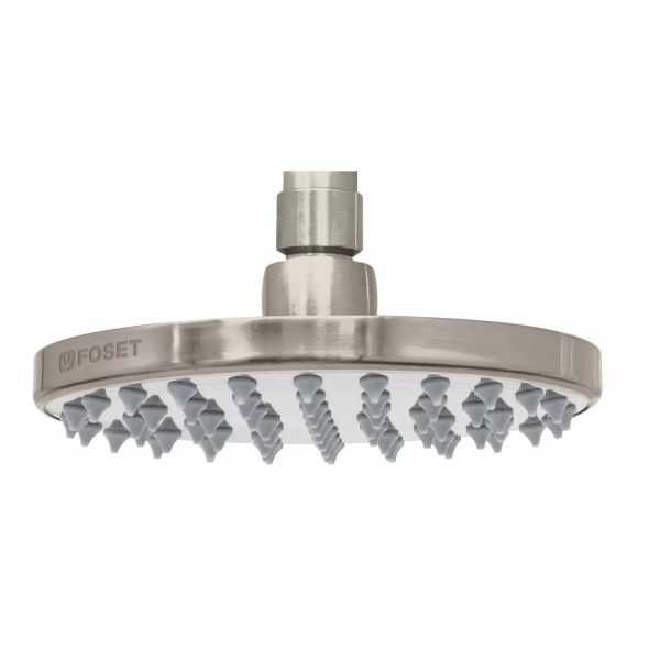 Regadera satín 6" plato redondo, sin brazo, FOSET ELEMENT