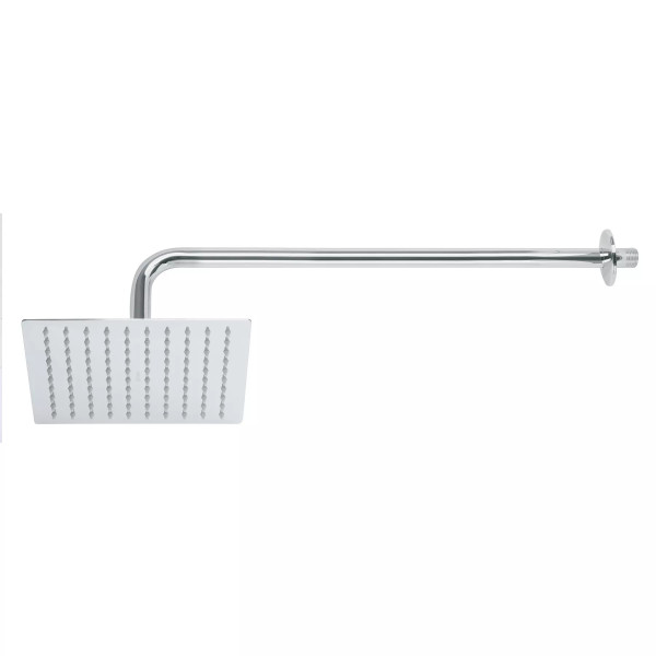 Regadera plato cuadrado 8" con brazo, cromo, FOSET RIVIERA