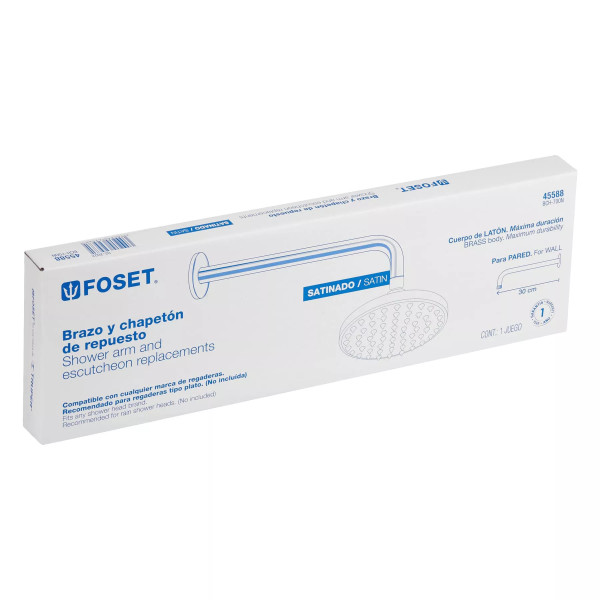 ‣ Brazo y chapetón repuesto para regadera 30 cm... | Foset