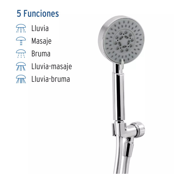 Regadera cromo de teléfono 4" con soporte, FOSET ELEMENT