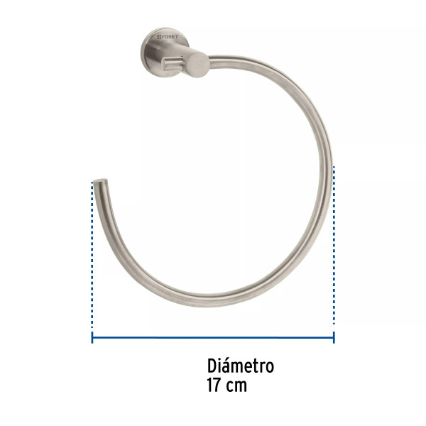 Toallero metálico de argolla acabado satín, FOSET ELEMENT