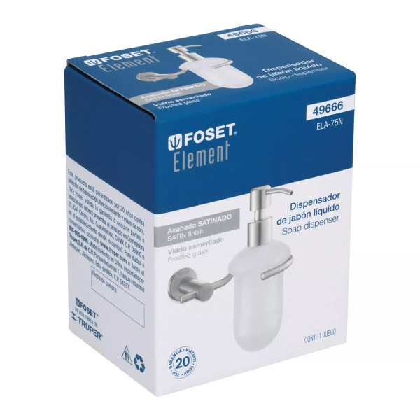 Dispensador de jabón a pared en acabado satín, FOSET ELEMENT