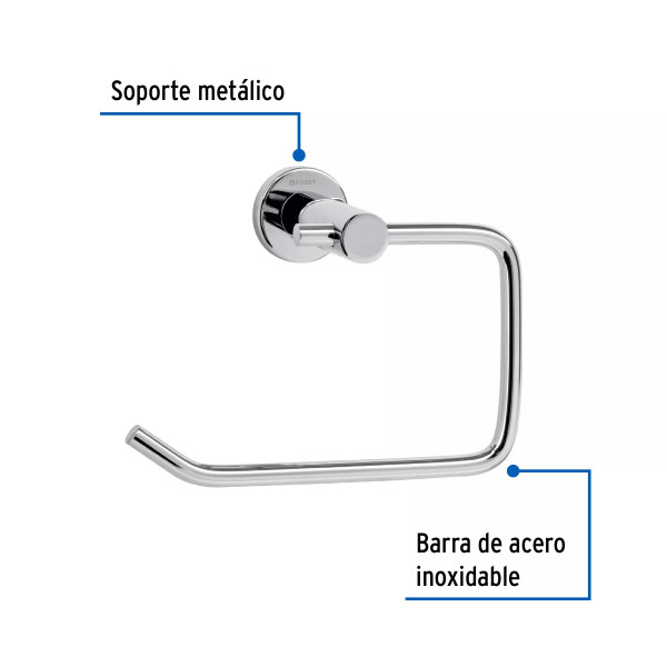 Portarrollo metálico acabado cromo, FOSET ELEMENT
