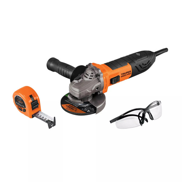 COMBO Pulidora Esmeriladora 4-1/2' 850 W + Lentes de Seguridad + Flexómetro | Pulidoras / Esmeriles