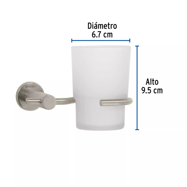 ‣ Portavaso cepillero satín con vaso de vidrio... | Foset