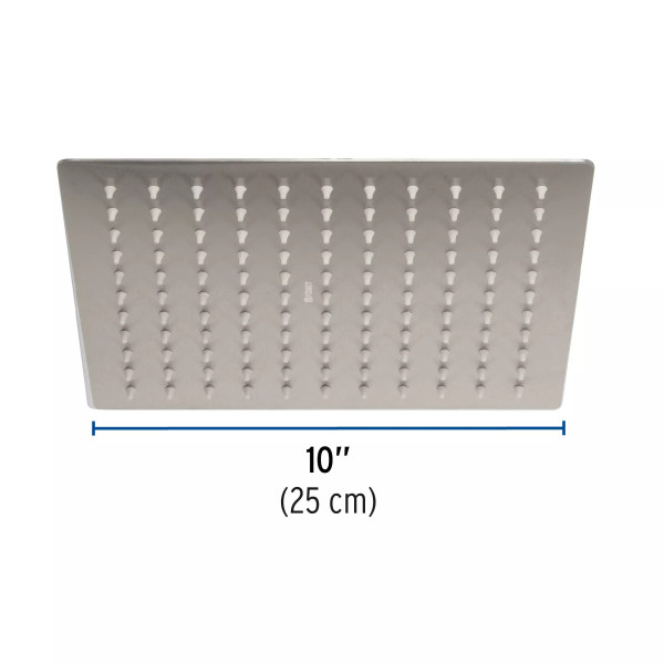 ‣ Regadera cuadrada 10" satín sin brazo | Foset