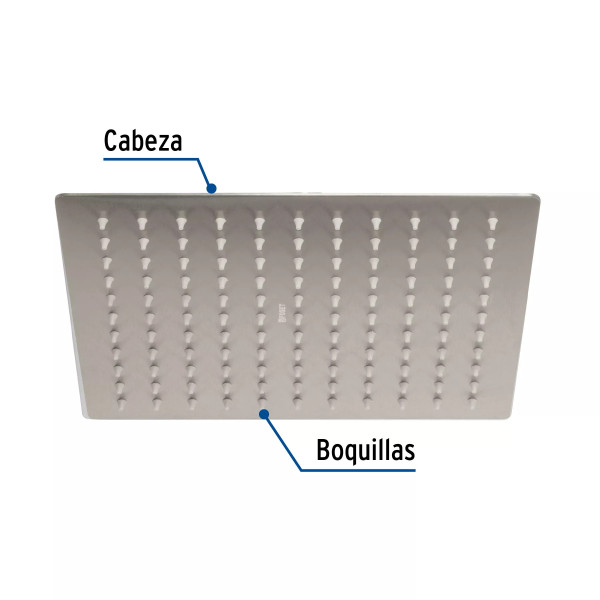 ‣ Regadera cuadrada 10" satín sin brazo | Foset