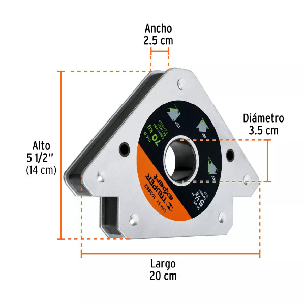 Escuadra Magnética 5" Para Soldar, Capacidad 70 Kg" | Reglas, Escuadras y Similares
