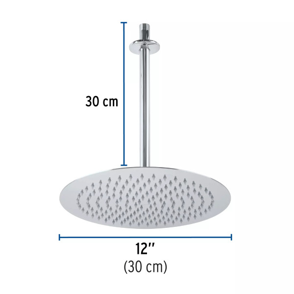 ‣ Regadera plato redondo 12" cromo FOSET RIVIERA | Foset