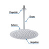 ‣ Regadera plato redondo 12" cromo FOSET RIVIERA | Foset