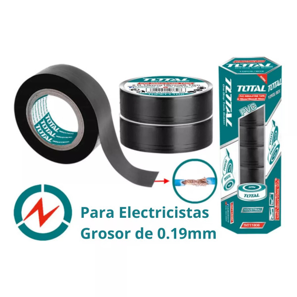 ‣ Cinta Aisladora PVC Negra TOTAL Resistente | FERRETODO