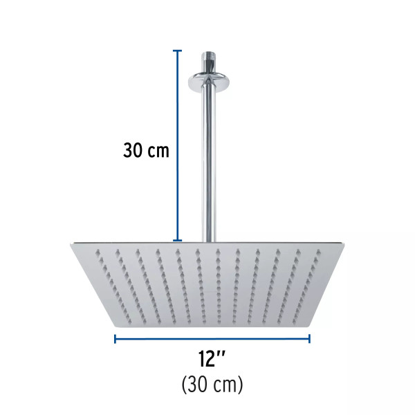 ‣ Regadera cuadrada 12" cromo FOSET RIVIERA | Foset