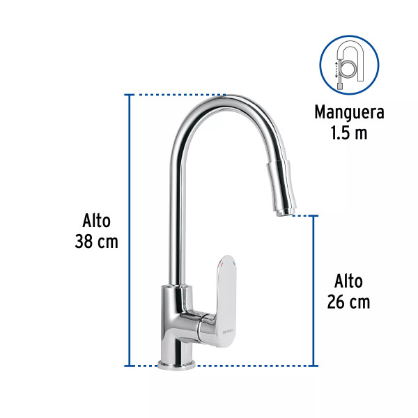 ‣ Monomando retráctil fregadero cromo... | Foset