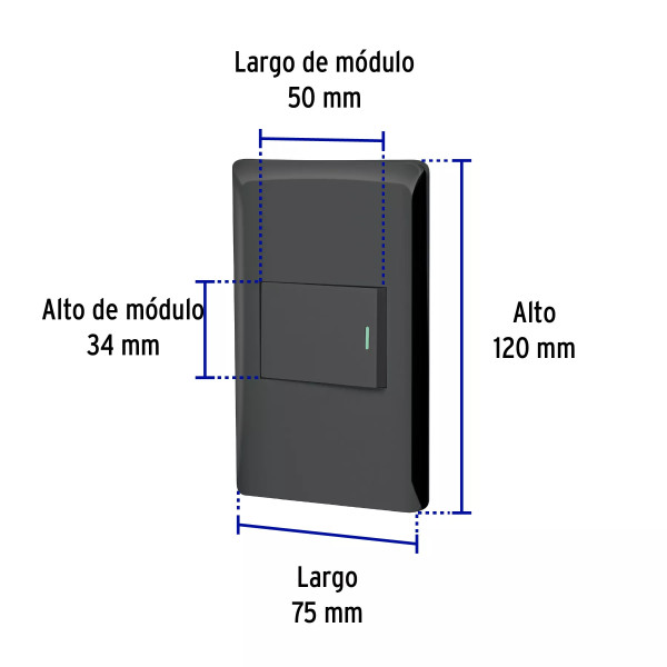 ‣ Placa armada negra Lisboa 1 interruptor... | Volteck