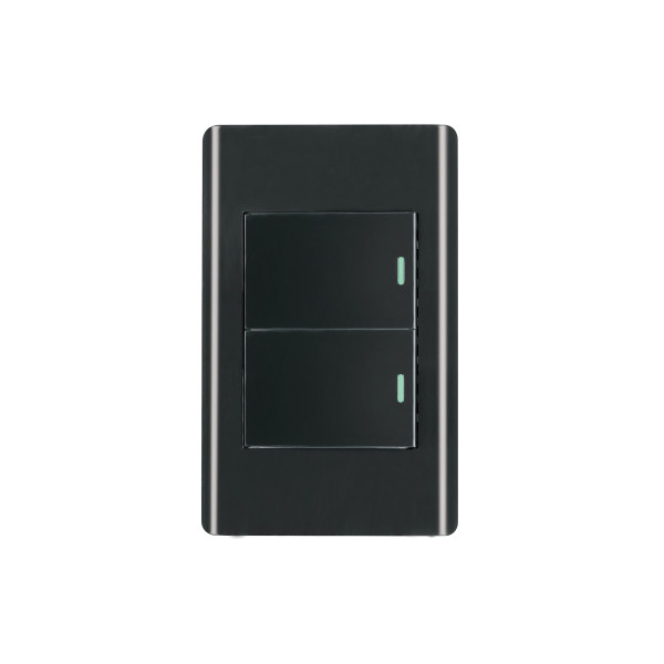 ‣ Placa Lisboa 2 interruptores 1.5 módulos... | Volteck