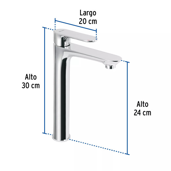 Monomando alto para lavabo, cromo, FOSET RIVIERA