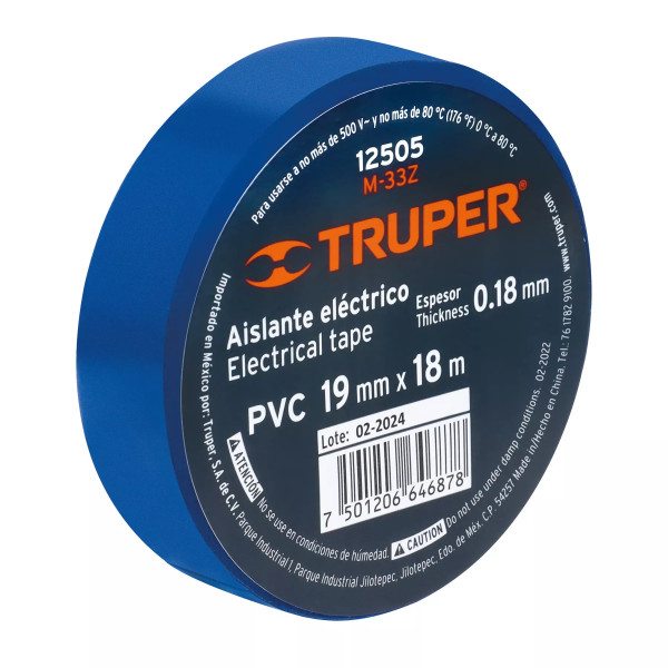 ‣ Cinta de aislar 18 m x 19 mm, azul... | Truper