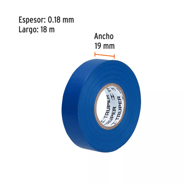 ‣ Cinta de aislar 18 m x 19 mm, azul... | Truper