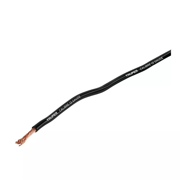 Carrete con 3.5 m de cable primario negro calibre 12, Truper