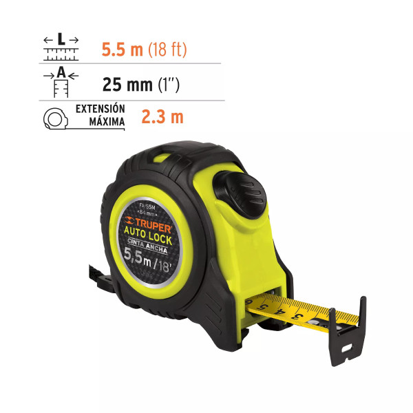 Flexómetro Auto-Lock Contra Impactos 5.5 M Cinta 25 Mm | Flexómetros / Cintas Metricas Ferreterias Ferretodo