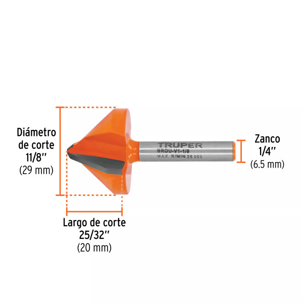 ‣ Broca para router "V", 1-1/8" | Truper
