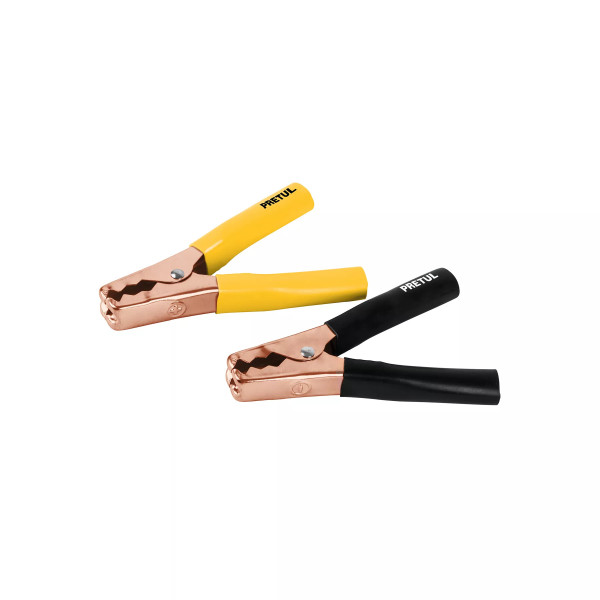 Caballete con 2 caimanes para cables pasa corriente, Pretul