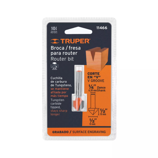 ‣ Broca para router corte en "V", 1/2" | Truper