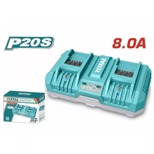 ‣ Cargador de Batería 20V TOTAL 8.0Ah Doble Puerto | FERRETODO