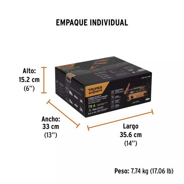 Cargador de baterías 15 A, arrancador de 75A, 6V/24V