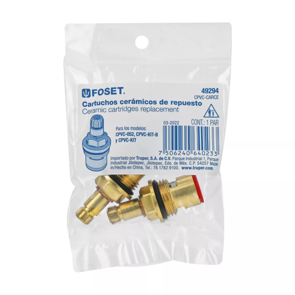 ‣ Bolsa 2 cartuchos cerámicos p/llaves de CPVC | Foset