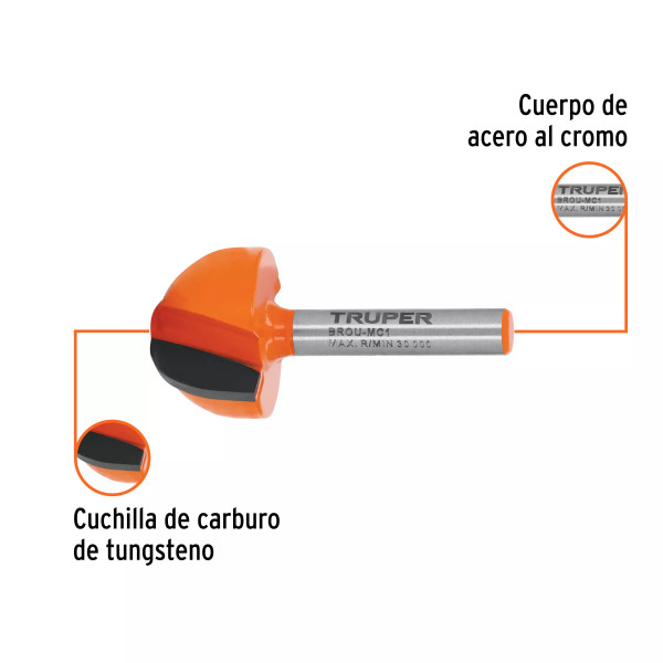 ‣ Broca para router 1" media caña | Truper
