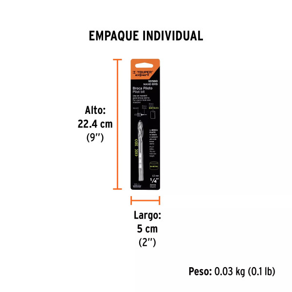 ‣ Broca piloto 1/4" para brocasierras bimetálicas... | Truper