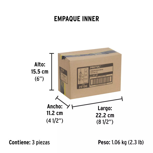 Juego de 7 brocasierras acero al carbono y 1 mandril, Pretul