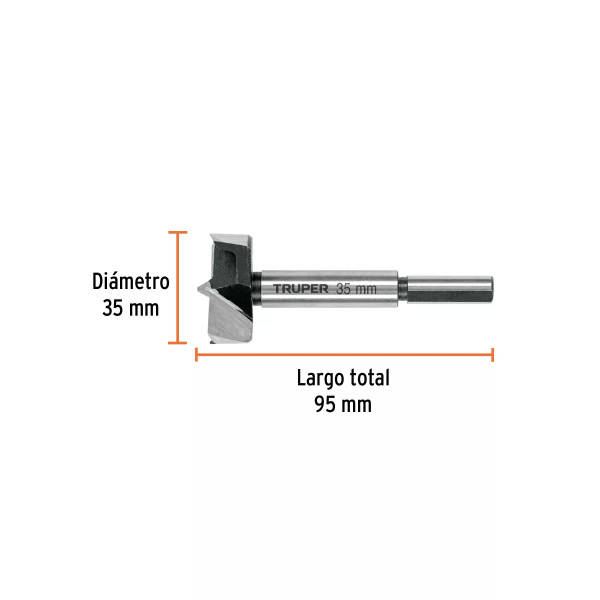 Broca forstner 35 mm para madera, TRUPER