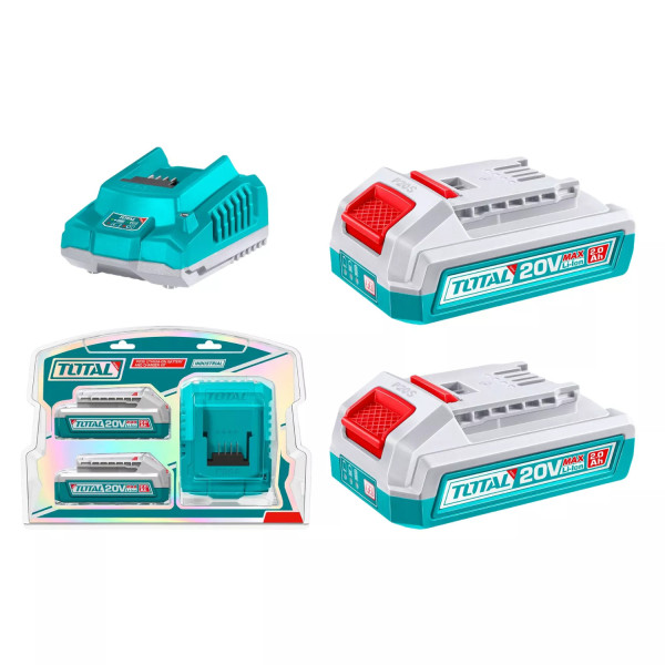‣ Set Cargador y Baterías TOTAL 20V P20S | FERRETODO