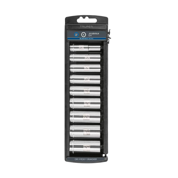 Juego De 9 Dados Largos Cuadro 3/8' Mm, Truper
